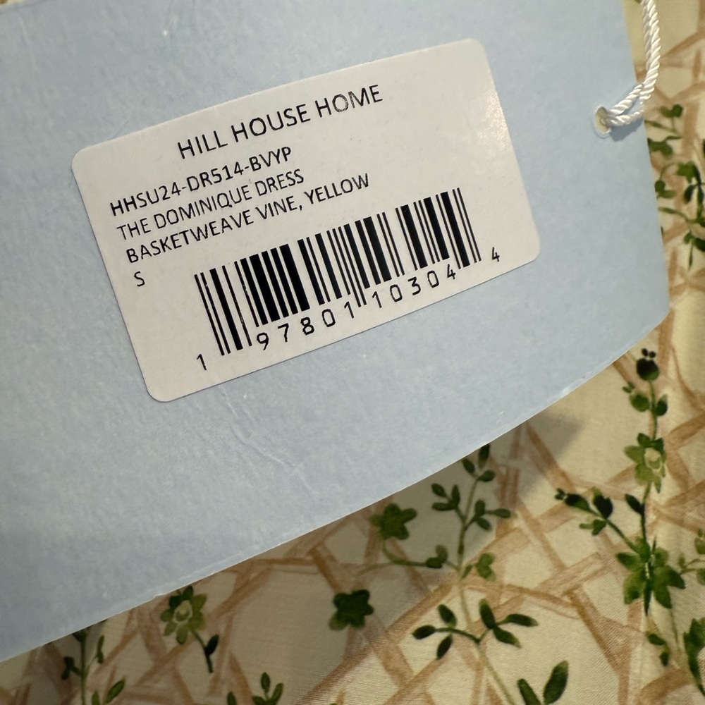 NWT Small Hill House Home The Dominque Dress in Basketweave Vine, Yellow - Picture 7 of 12
